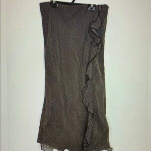 Chic Brown Ruffle Midi Skirt